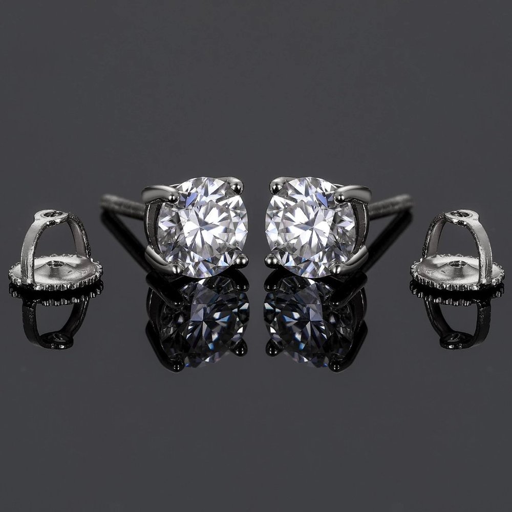 Certified 8ct. t.w. Diamond Round Cut 4-Prong Screw Back Earrings - Picture 4 of 16